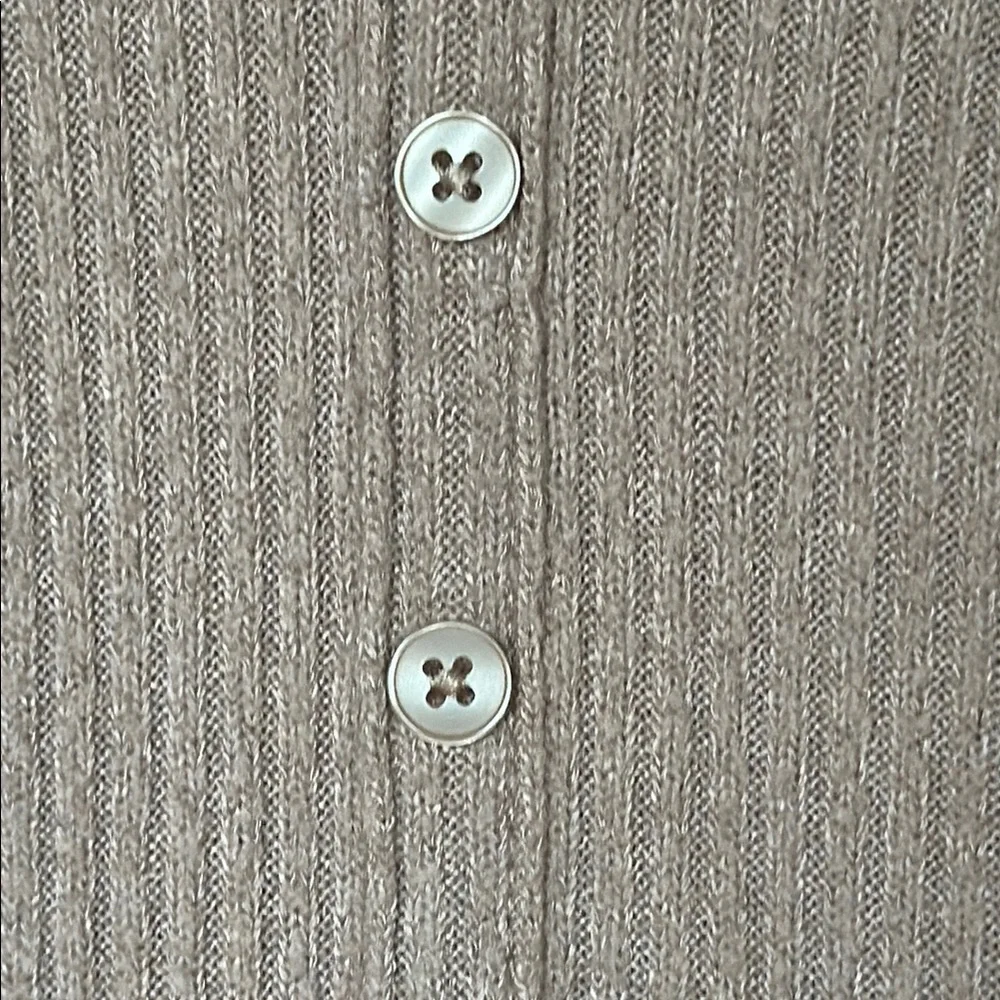 Hollister Women's Ribbed Button-Up Tops - Cream and Brown
